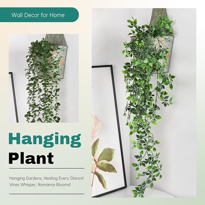 Der Rose 2 Pack Fake Hanging Plants Artificial Potted Plants Indoor and Outdoor - Image 4