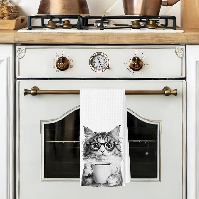 Funny Cat Kitchen Towels, Cats Kitchen Bar Accessories, Cat Lovers Chef Gifts - Image 2
