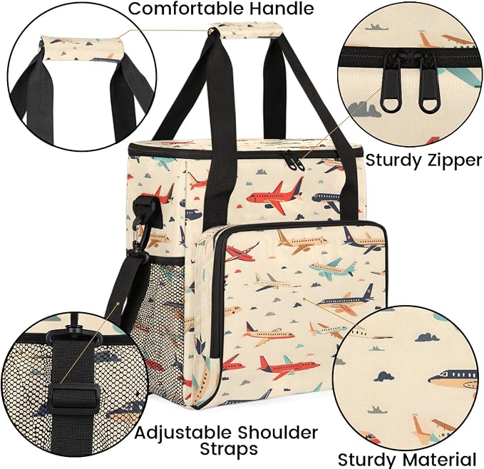 Cute Airplane Aircraft Coffee Maker Carring Bag, Large Insulated Storage - Image 6