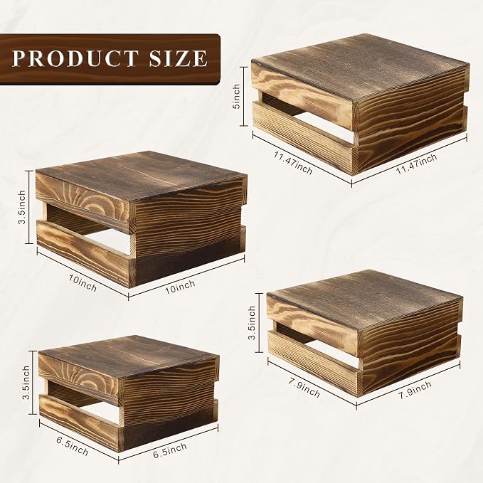 Sieral 4 Pieces Wood Cupcake Display Stand Decorative Dessert Appetizer Cake - Image 2