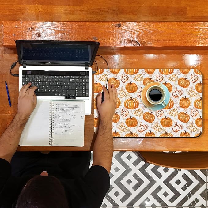 Arttown Coffee Mat for Countertops, Whimsical Pumpkin Doodles Shadows Autumn - Image 5