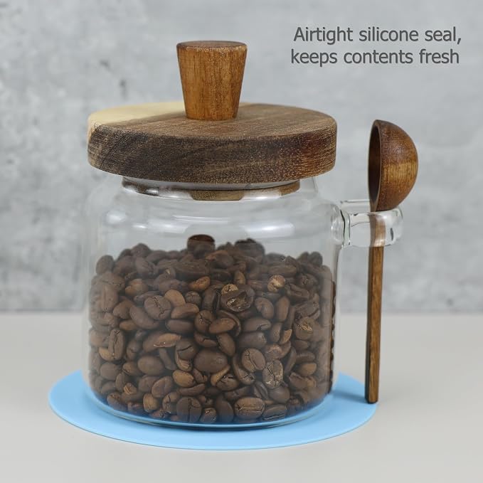EIKS Glass Jars with Wooden Lids and Scoop, Airtight Food Storage Containers - Image 4