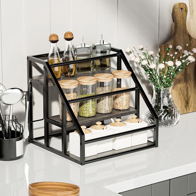 Coffee Syrup Rack Organizer, 3 Tier Countertop Storage Shelves, Kitchen Storage - Image 8