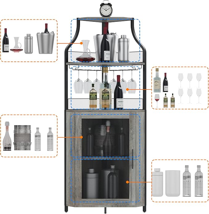 Amyove Corner Wine Bar Cabinet - Image 6