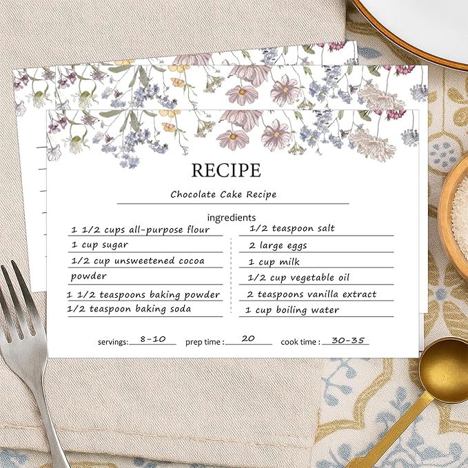 50 Pieces 4x6 Recipe Cards for Wildflower Bridal Shower Weeding Christmas - Image 8