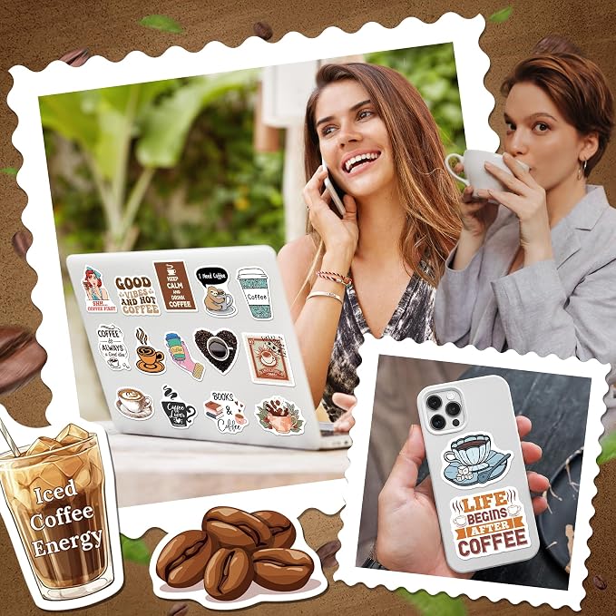 WAKEMOODEI 200PCS Coffee Stickers - Image 4
