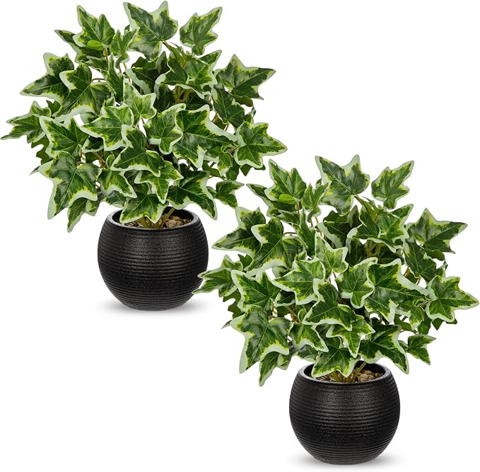 2 Packs Artificial Plants in Black Pot by Arborus