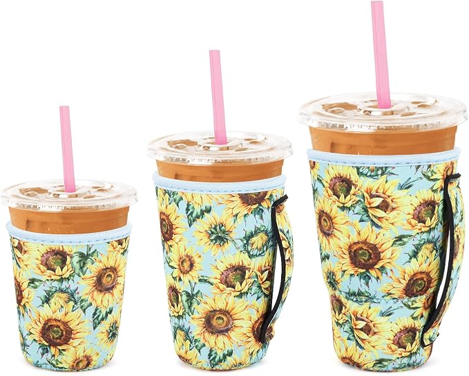 3 Pack Iced Coffee sleeve Insulated Neoprene Cup Sleeves by Snowso
