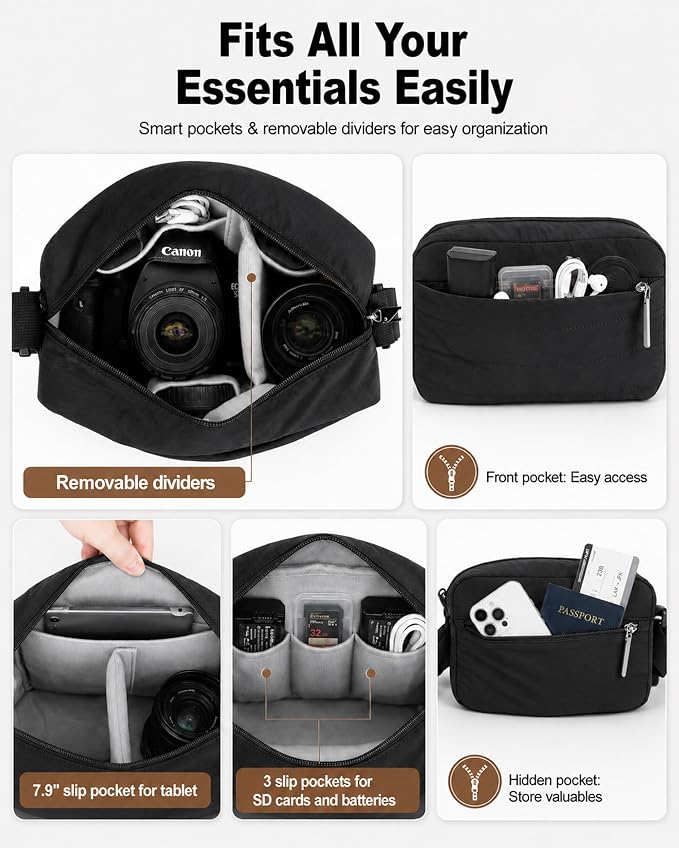 FHELAD Small Crossbody Bag for Women, Compact Puffer Camera Bag - Image 3