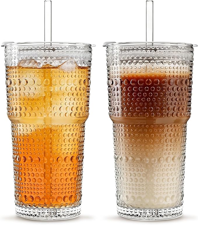 INSETLAN 20oz Hobnail Glass Cups by INSETLAN