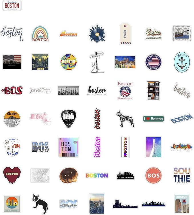 100Pcs Boston Sticker for Water Bottle and Laptop - Image 3