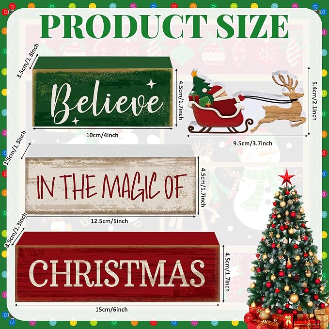 Lineshading 4 Pcs Summer Christmas Table Decoration Wooden Santa Claus Decor - Image 3