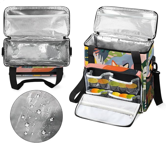 Cat Tropical Palm Leaves Coffee Maker Carring Bag, Large Insulated Storage - Image 3