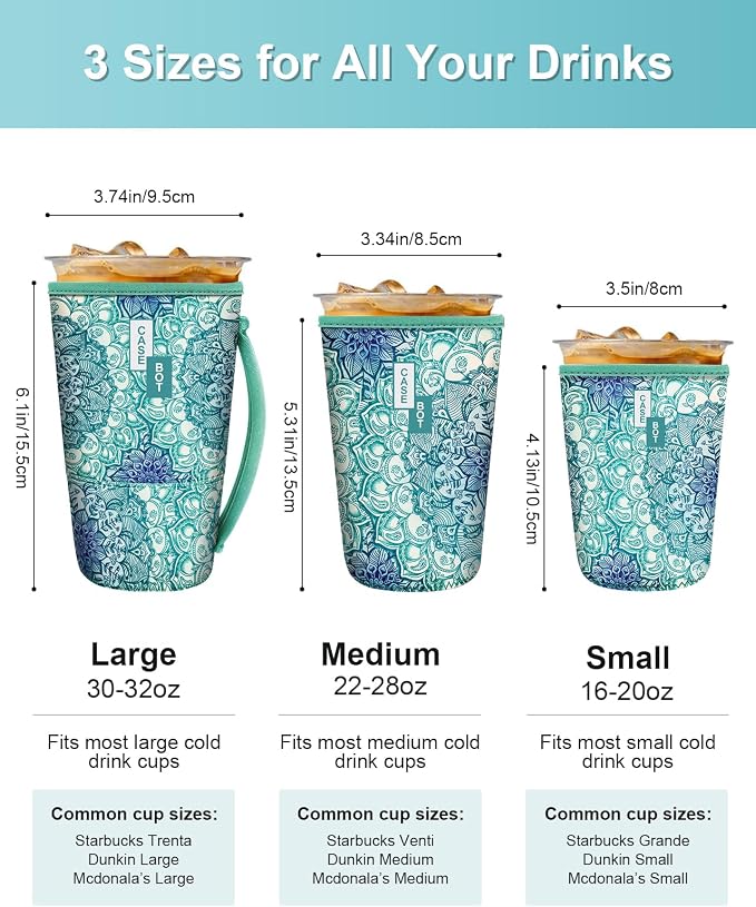 Fintie 3 Pack Reusable Iced Coffee Sleeve, Insulated Drink Cup Cover - Image 3