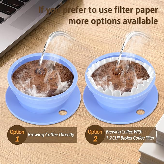 2-Packs Paperless Collapsible Travel Pour Over Coffee Dripper Kit Portable - Image 8