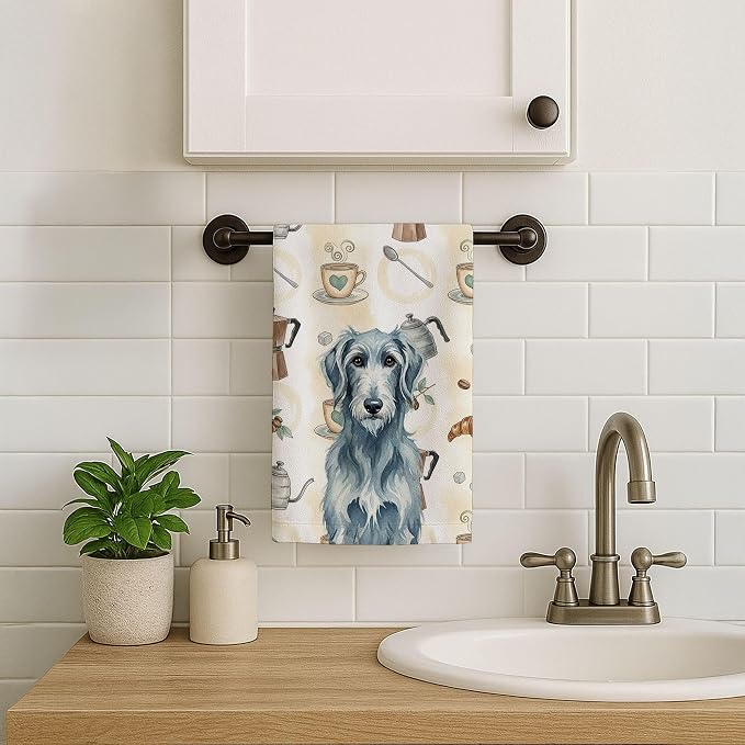 Caroline's Treasures Blue-Gray Scottish Deerhound Coffee Bar Kitchen Towel - Image 7