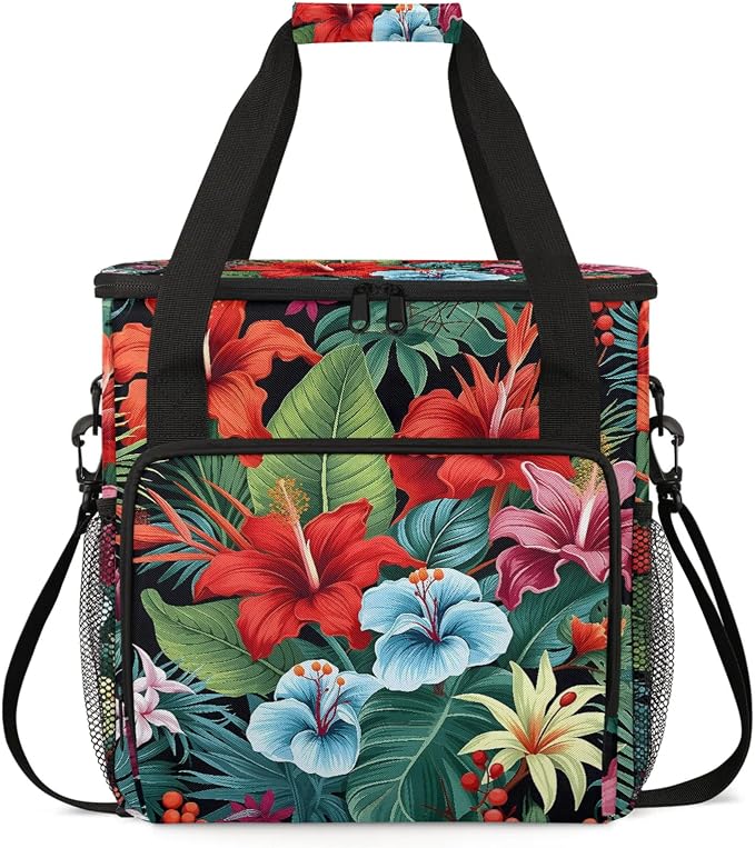 Tropical Hibiscu Floral Hawaii Palm Leaves Coffee Maker Carring Bag, Large by Home