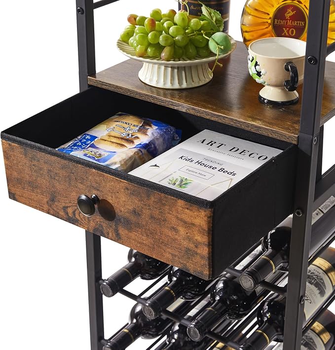 IBUYKE Wine Rack Freestanding Floor, Bar Cabinet - Image 8