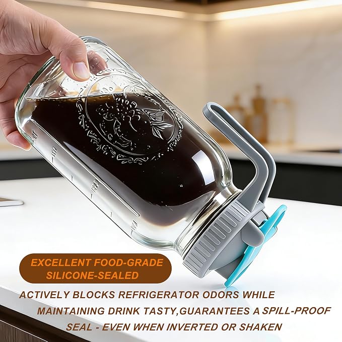 Mason Jar Cold Brew Coffee Maker 64 OZ Wide Mouth Cold Brew Pitcher - Image 3
