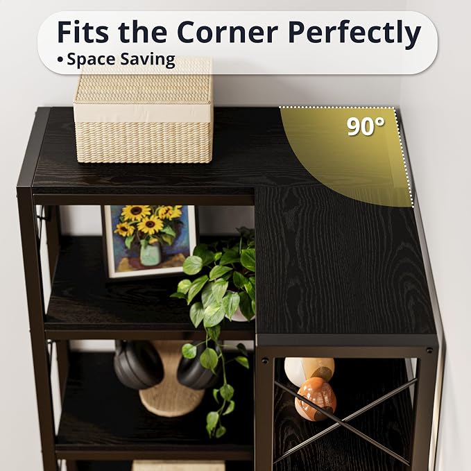 IRONCK Corner Bookshelf, 7-Tier Industrial Corner Bookcase, Tall Corner Shelf - Image 4