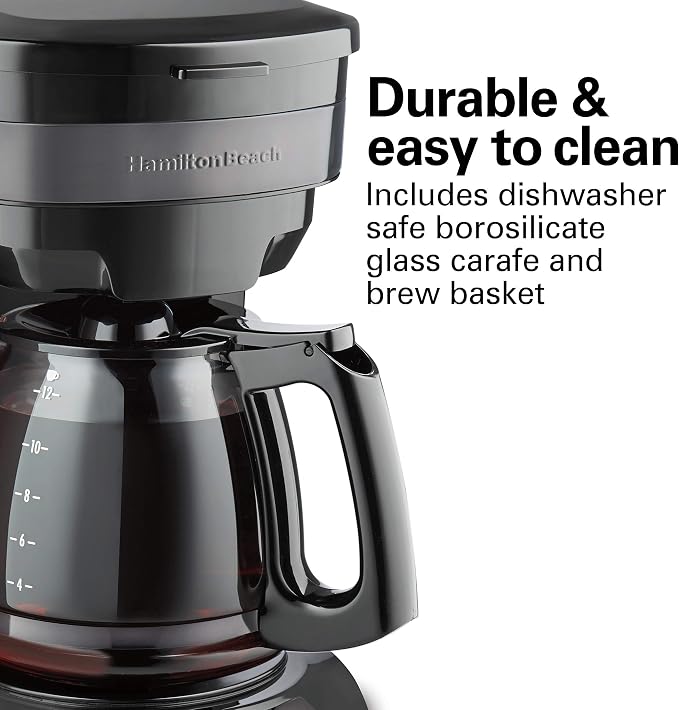 Hamilton Beach 12 Cup Programmable Drip Coffee Maker Machine, Regular & Bold - Image 2