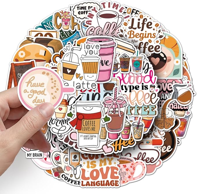 50pcs Aesthetic Coffee Time Stickers - Image 3
