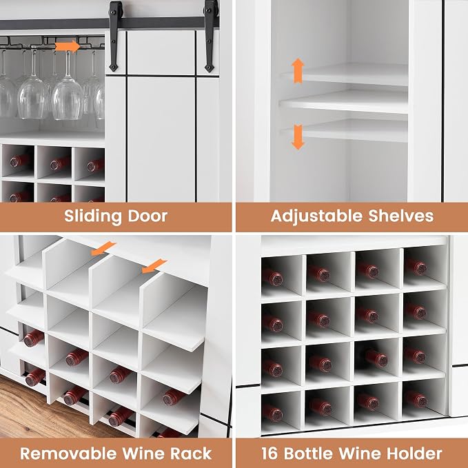 coucheta Wine Bar Cabinet, Buffet Sideboard Cabinet - Image 4