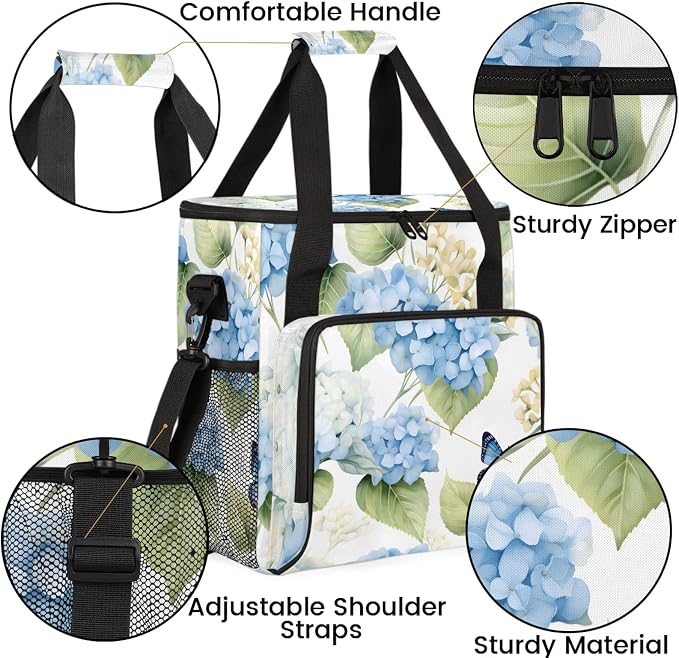 Hydrangea Flower Leaf Coffee Maker Carring Bag, Large Insulated Storage - Image 6