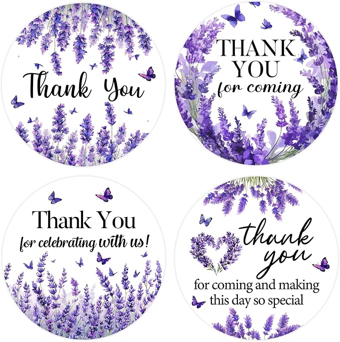Serencatcher 80Pcs Lavender Thank You Stickers 2 Inch by Serencatcher