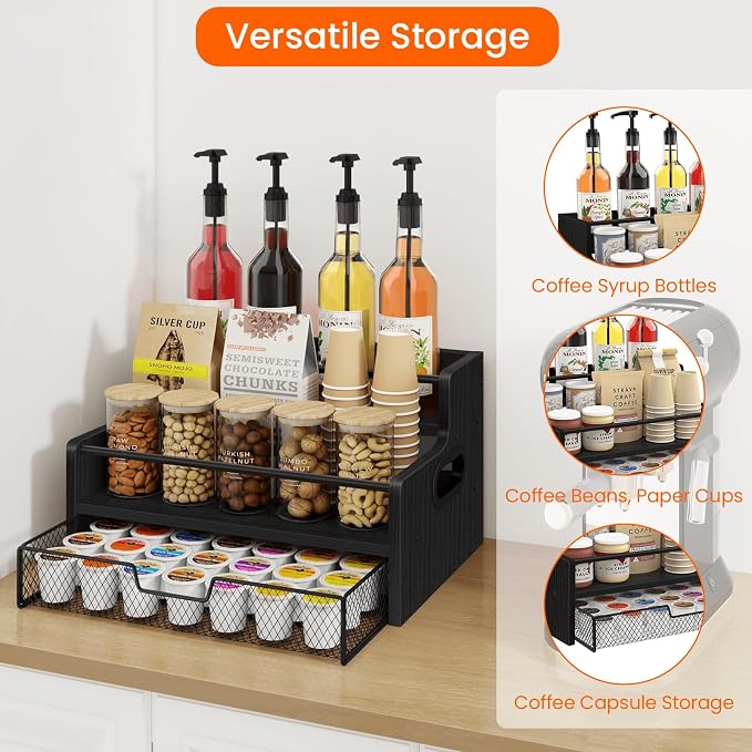 Homode 3-Tier Coffee Bar Organizer, 8 Bottle Syrup Stand - Image 7