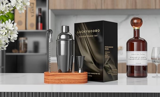 LUCKYGOOBO Cocktail Shaker Set, 24 oz Martini Shaker, Bartender Kit - Image 3