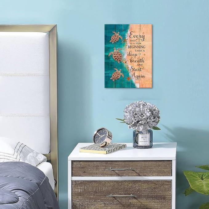 Sea Turtle Wall Art Teal Bathroom Decor Farmhouse Coastal Room Decor - Image 2