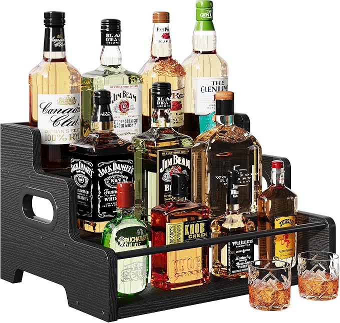 Liquor Bottle Display Shelf, 3-Tier Syrup Rack Coffee Bar Organizer, Countertop by Unknown