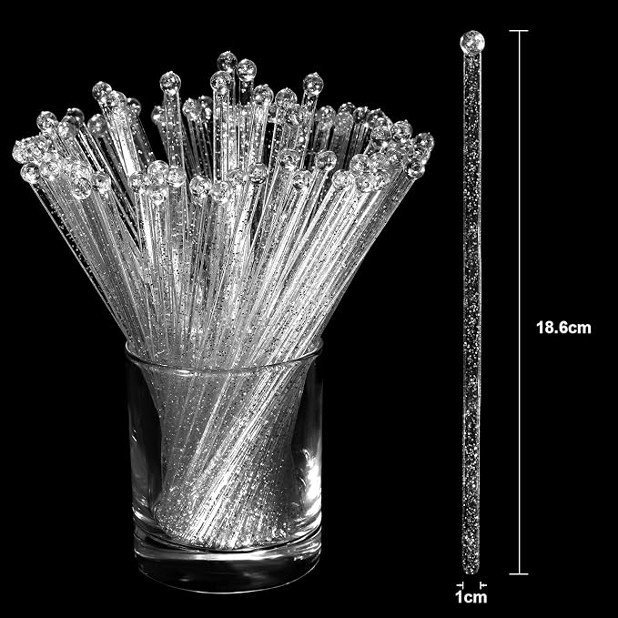 Honoson 100 Pcs Clear Swizzle Sticks Ball Head Stirrer Disposable Plastic Round - Image 2