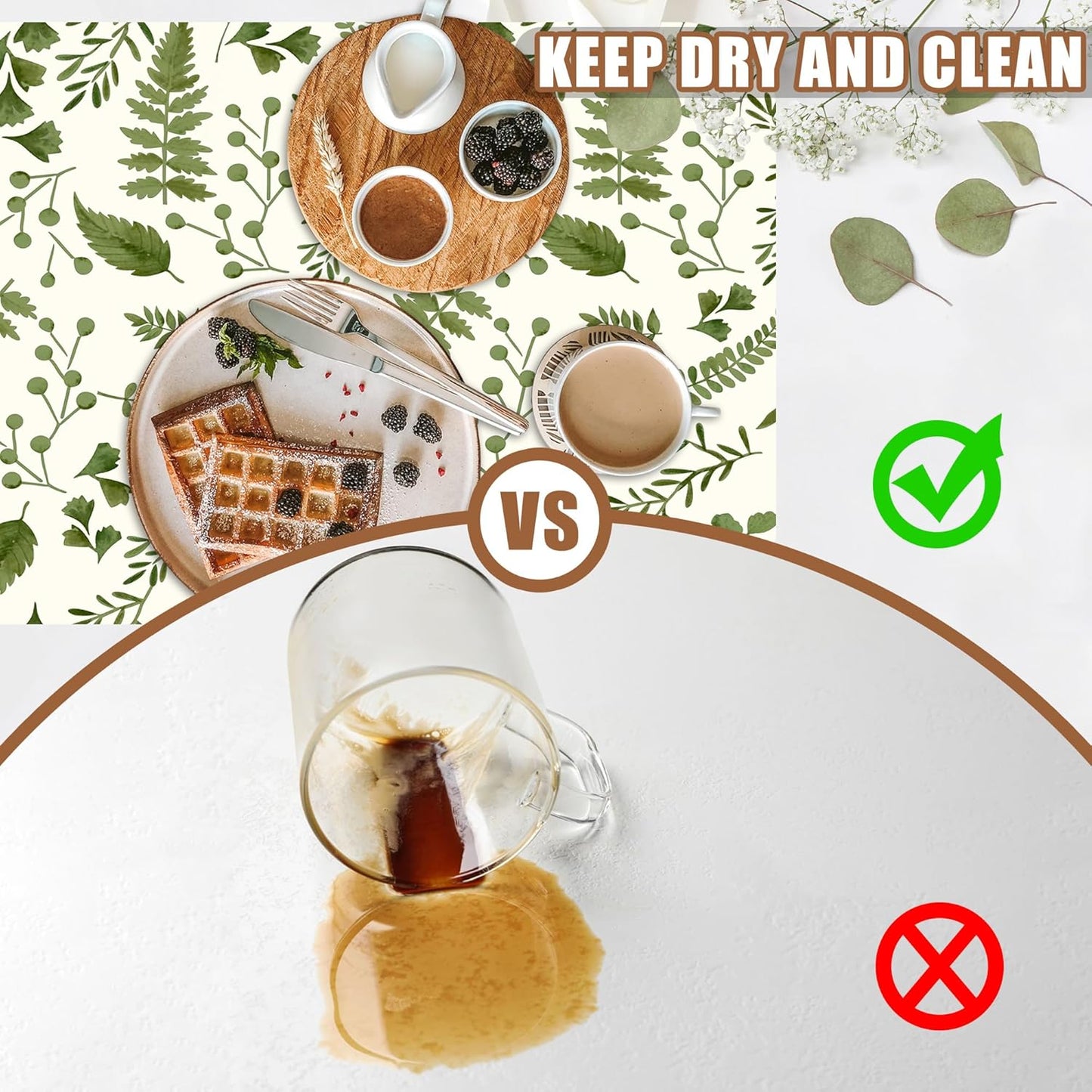 Green Leaf Coffee Mat Herb Dish Drying Mat for Kitchen Counter Hide Stain Rubber Backed Absorbent Coffee Bar Accessories Fit Under Espresso Machine Cafe Table, 11.8 x 19.7 Inch