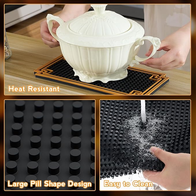 Drydiet 4 Pcs 18 x 12 Inch Bar Mat Non Slip Rubber Mat - Image 4