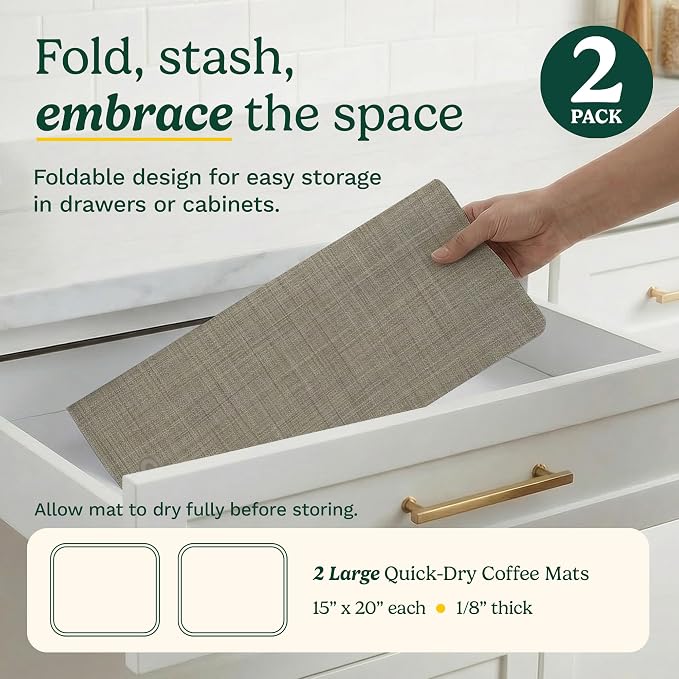 Cuisinart Coffee Mat for Countertop–Quick-Dry Absorbent Coffee Bar Mat for - Image 6