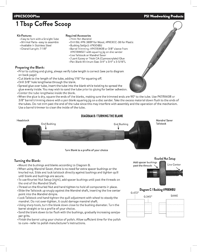 PSI Woodworking PKCSCOOP1 Coffee Scoop Kit Woodturning Project - Image 2
