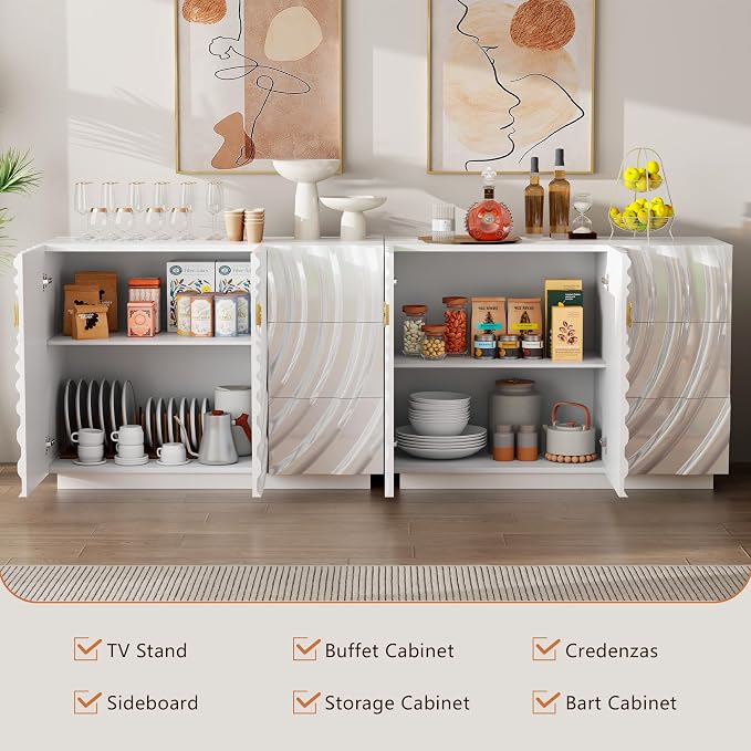 LVSOMT 47.2" Sideboard Buffet Cabinet, Modern Buff Storage Cabinet - Image 6