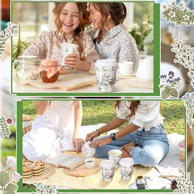 Vesici 60pcs 14oz Wildflower Botanical Coffee Cups - Image 7