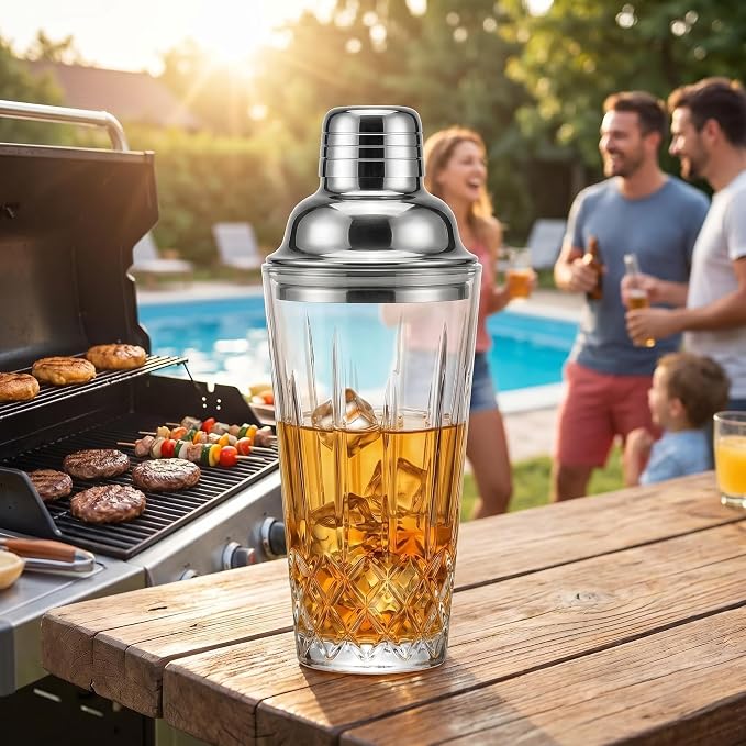 Cut Crystal Glass Cocktail Shaker - 15oz Lead-Free Crystal Shaker - Premium - Image 4