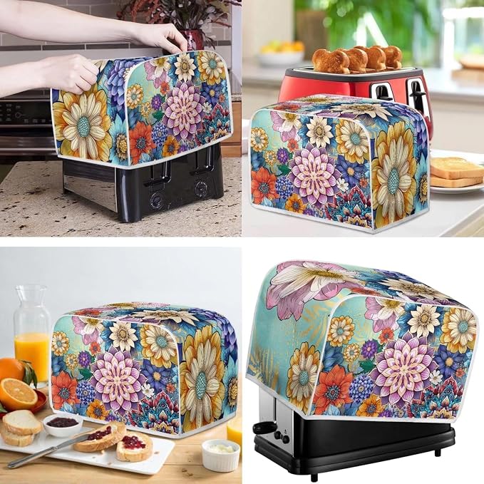 doginthehole Boho Floral Blender Cover Toaster Covers 4 Slice Bread Maker Cover - Image 2