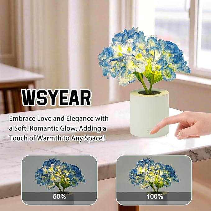WSYEAR Blue Artificial Hydrangea LED Flower Lamp -Christmas Birthday Gifts - Image 7