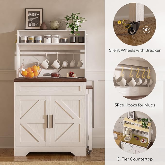 LIKIMIO 57" Farmhouse Coffee Bar Cabinet - Image 6
