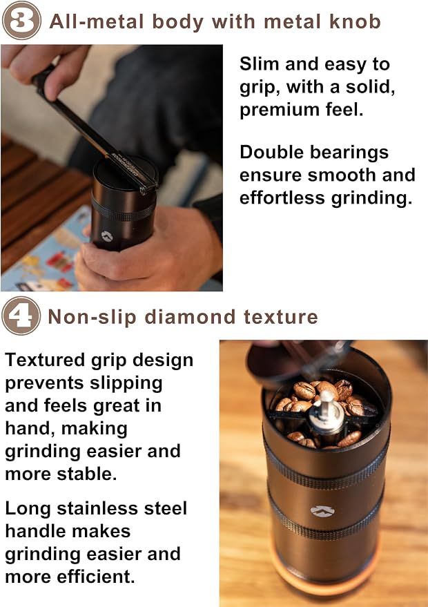 CAMPINGMOON Portable Manual Coffee Grinder Integrated Foldable Handle CNC - Image 5