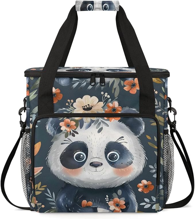 Panda Flower Coffee Maker Carring Bag, Large Insulated Storage Organizer Case by Home