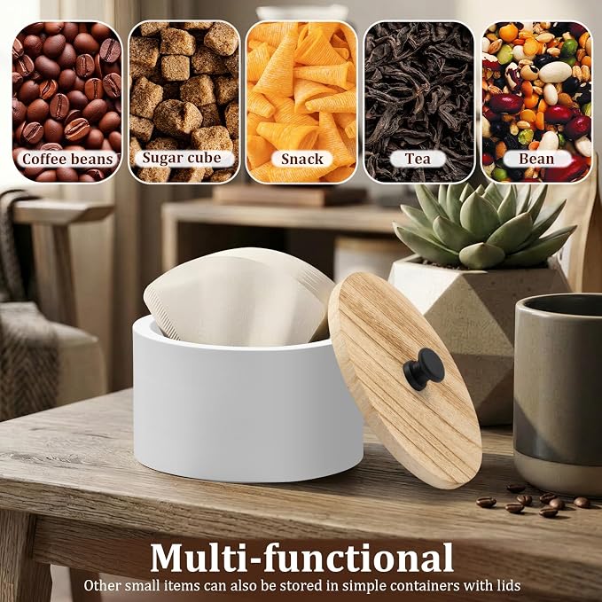 Coffee Filter Holder, Wooden Large Capacity Rustic Coffee Filter Storage Case - Image 6