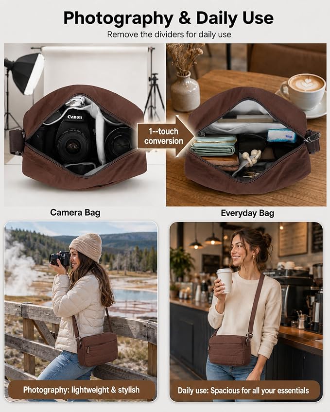 FHELAD Small Crossbody Bag for Women, Compact Puffer Camera Bag - Image 6