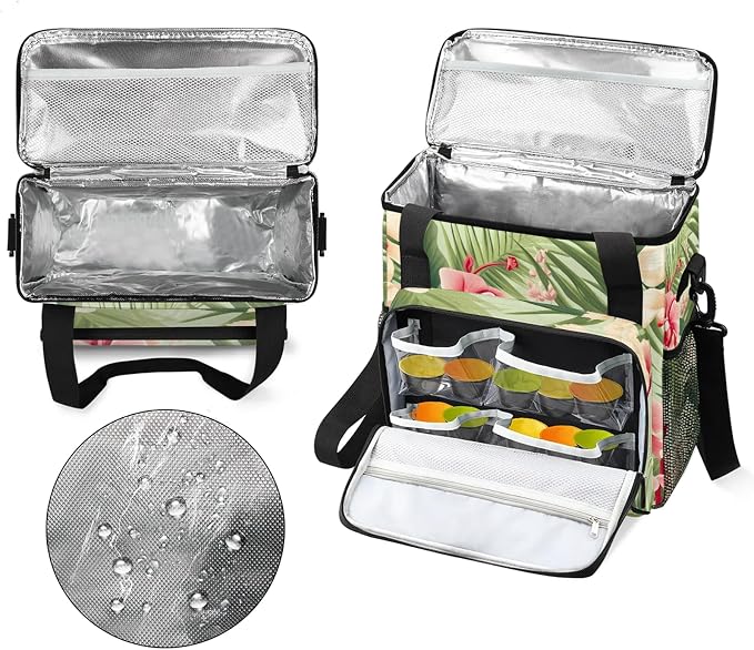 Tropical Leaf Palm Leaves Floral Coffee Maker Carring Bag, Large Insulated - Image 3