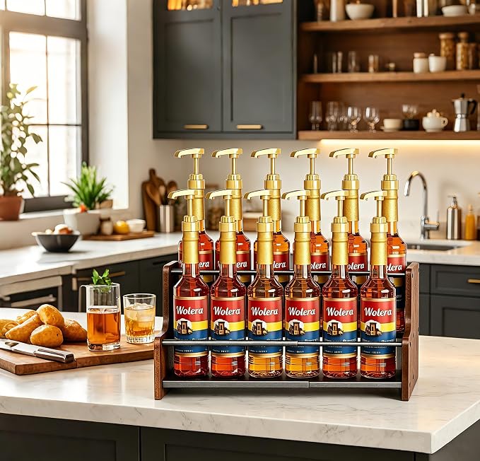 2-Tier Expandable Coffee Syrup Organizer – Countertop Rack Holds 8 to 12 Syrup - Image 6